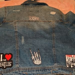 Brand new jean jacket distressed with